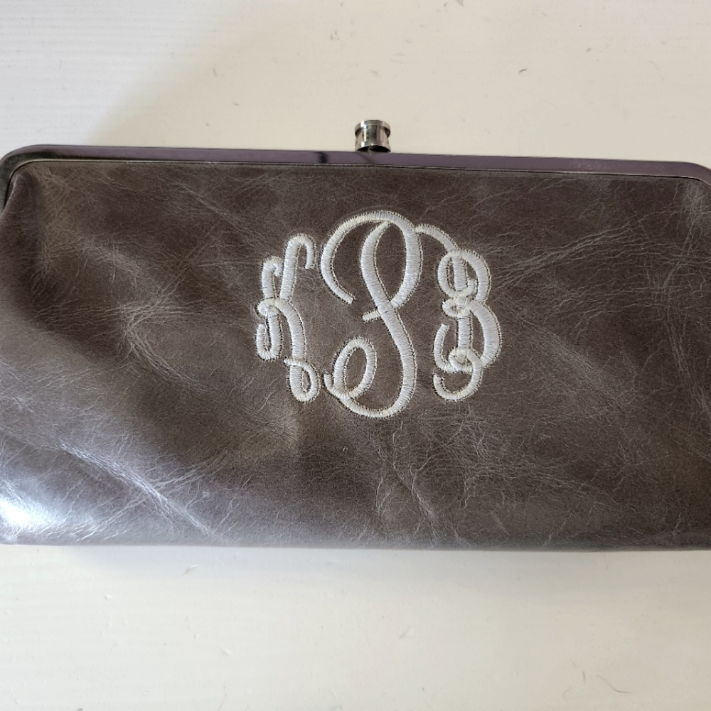 Genuine leather grey / gray clutch magnetic clasp NWT